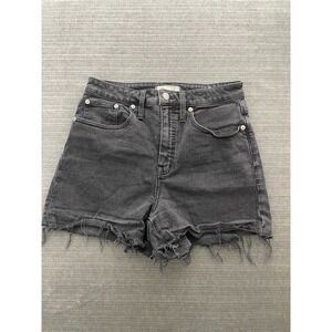 Madewell Jean Shorts Women 28 Black Wash Curvy High Rise Denim Raw Hem Casual